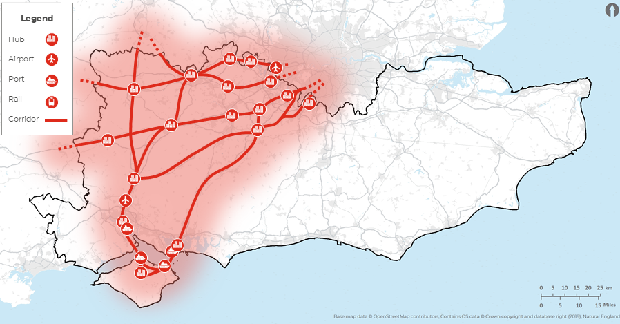 A map showing the South West radial area