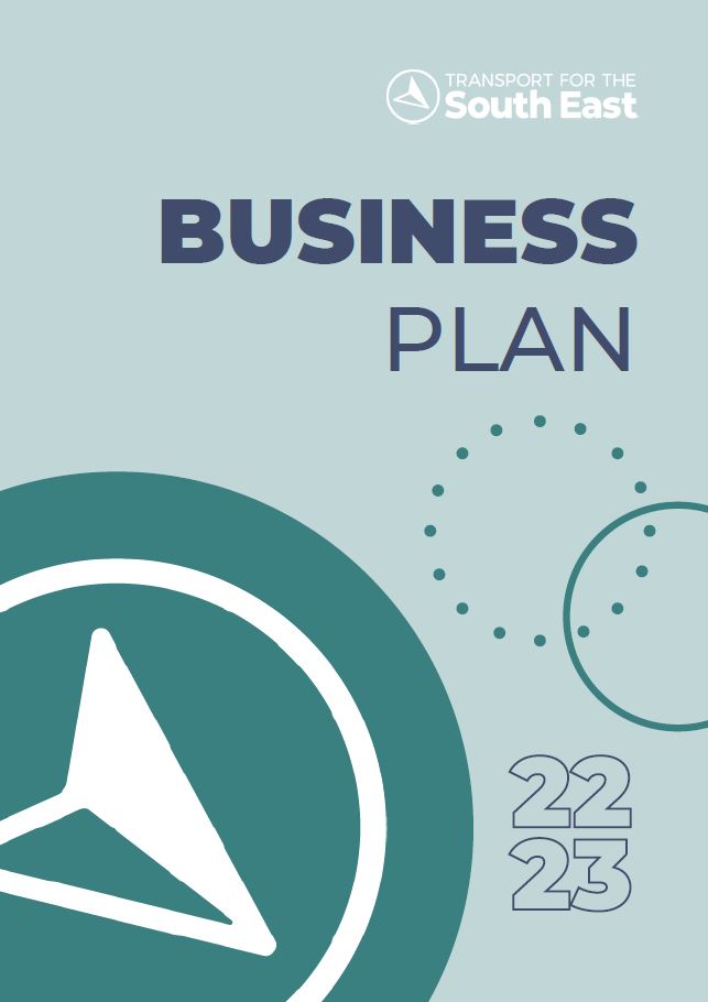 A decorative image of the front page of the business plan for TfSE.